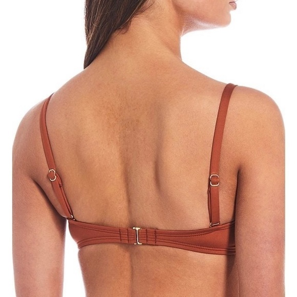 Gibson & Latimer Solid Grommet Bandeau Bronze Swim Top detachable straps, Sz XL - Picture 2 of 7